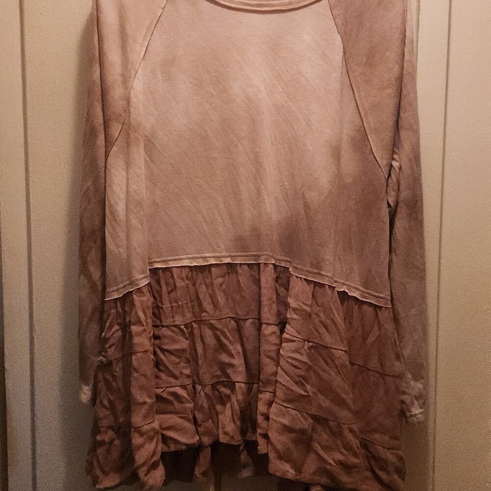 Boho tan / brown tie dye top